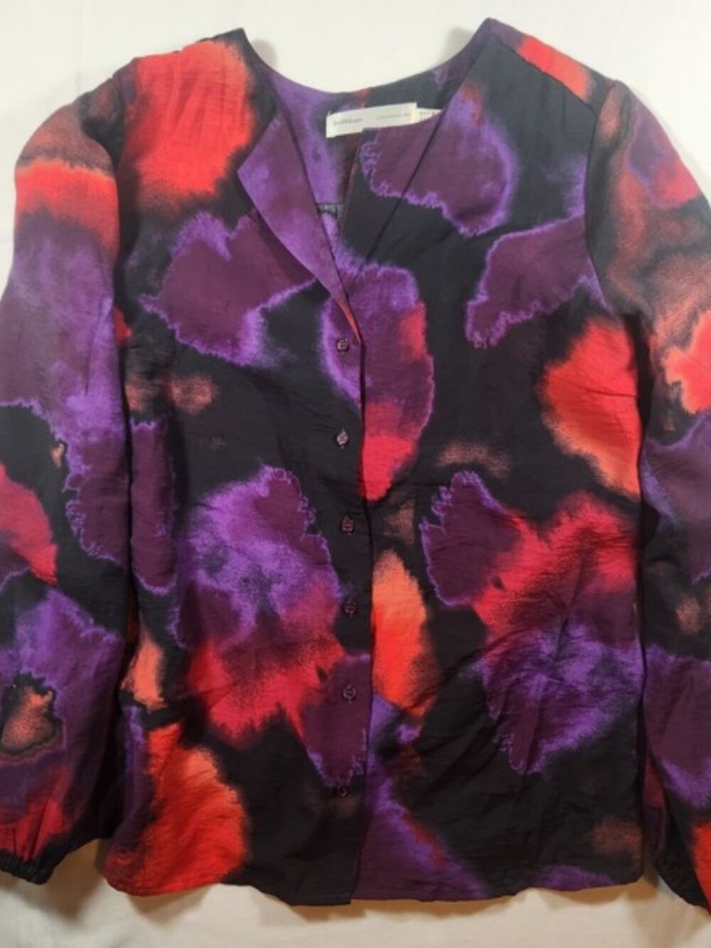 InWear FaberIW Shirt Abstract Watercolor Print Blouse Purple Red Size 10